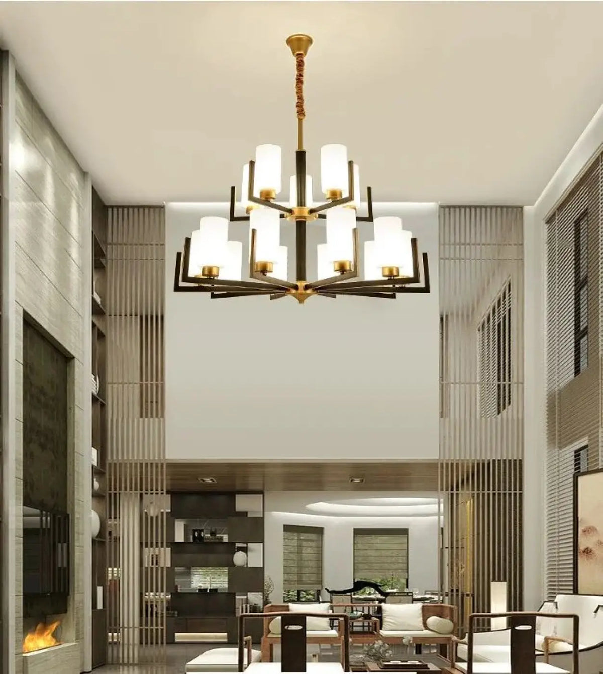 Suspension luminaire salon salle a manger verre noire design