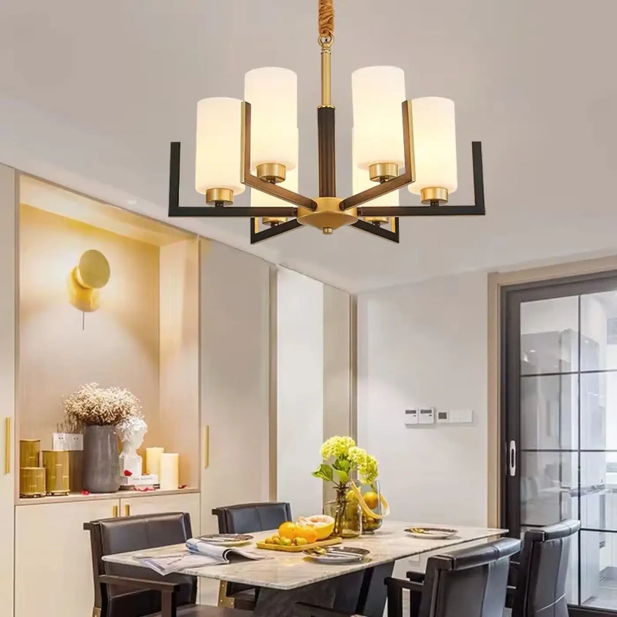 Suspension luminaire salon salle a manger verre noire design