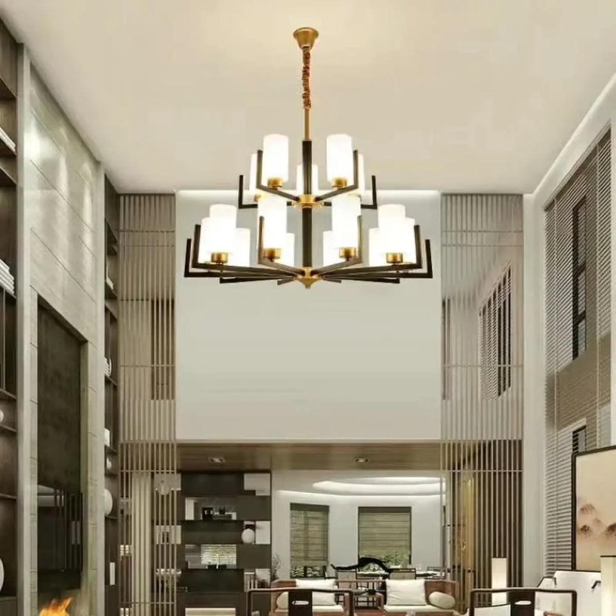 Suspension luminaire salon salle a manger verre noire design