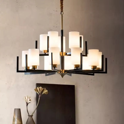 Suspension luminaire salon salle a manger verre noire design