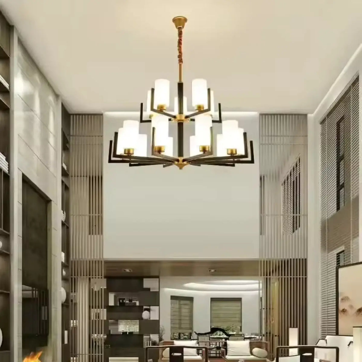 Suspension luminaire salon salle a manger verre noire design